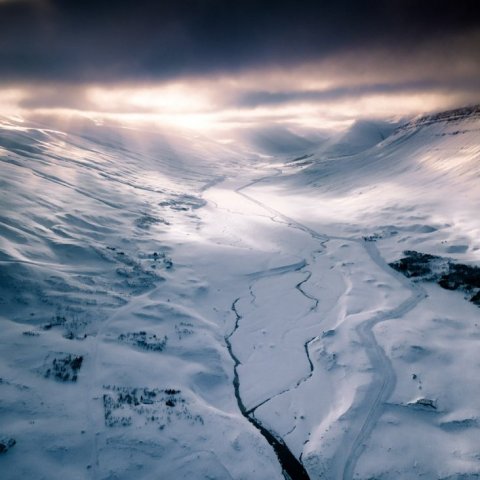 Skíðadalur valley in winter