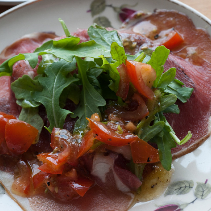 Smoked lamb and a salad as a starter