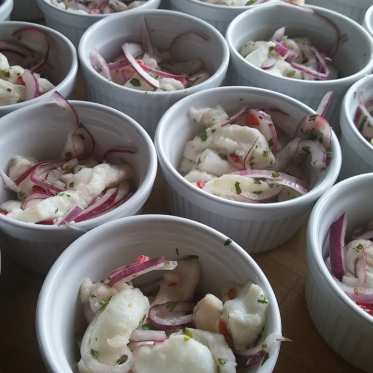 Mexican style Ceviche with tortilla chips