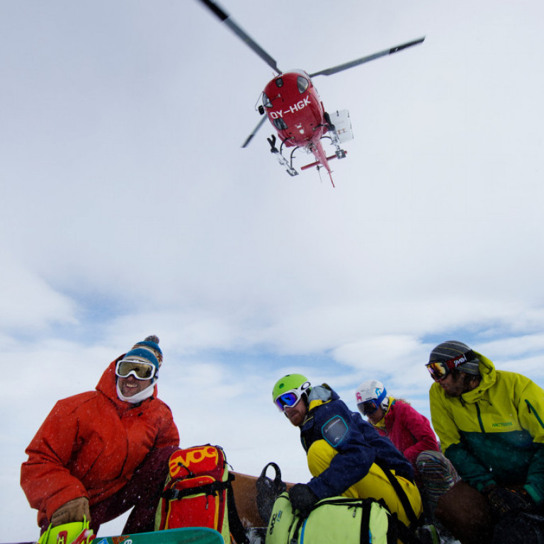 Group being dropped off for heli skiing ©Richard Walch