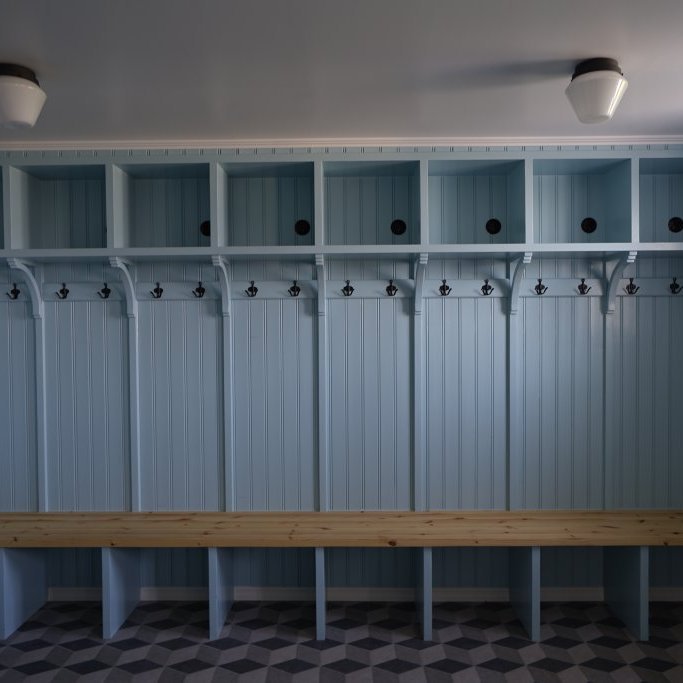 Gear storage area on lower level