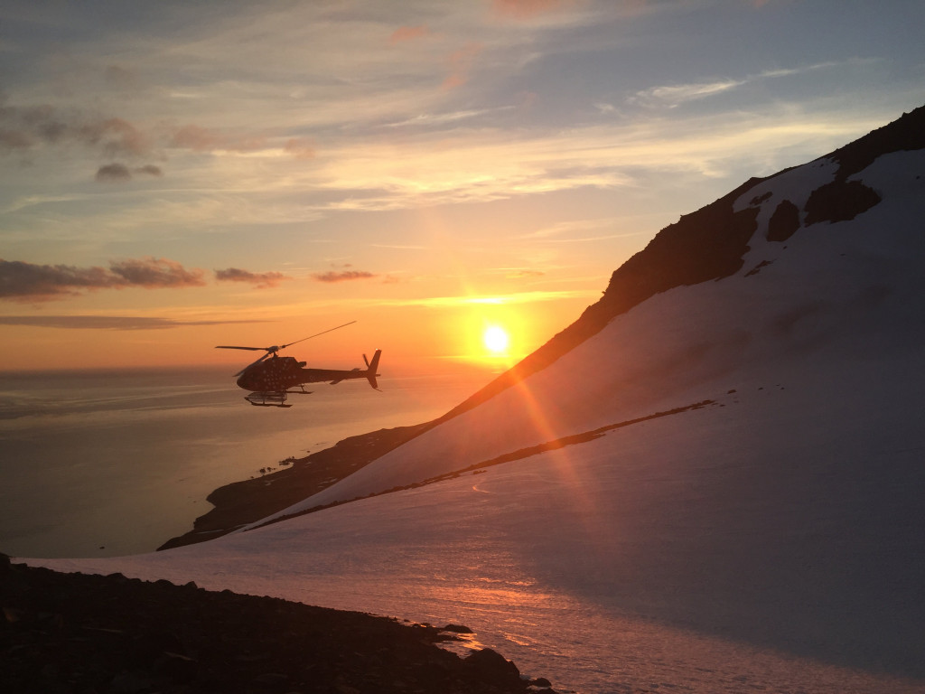 Skiing in the Midnight Sun with Arctic Heli Skiing