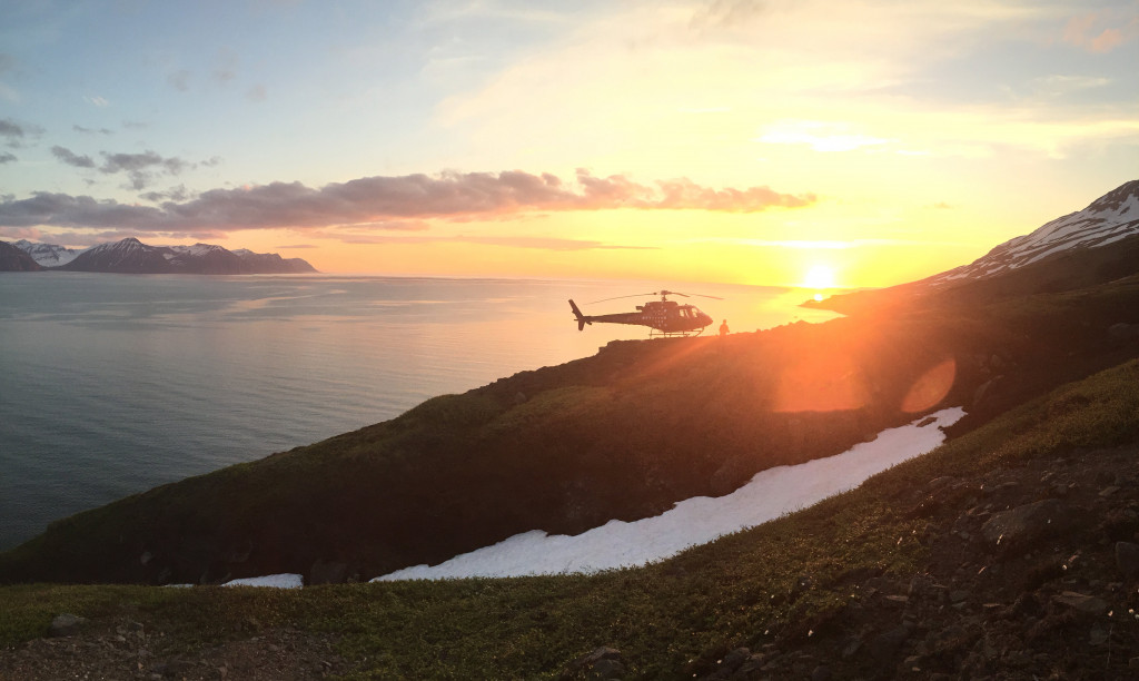 Skiing in the Midnight Sun with Arctic Heli Skiing