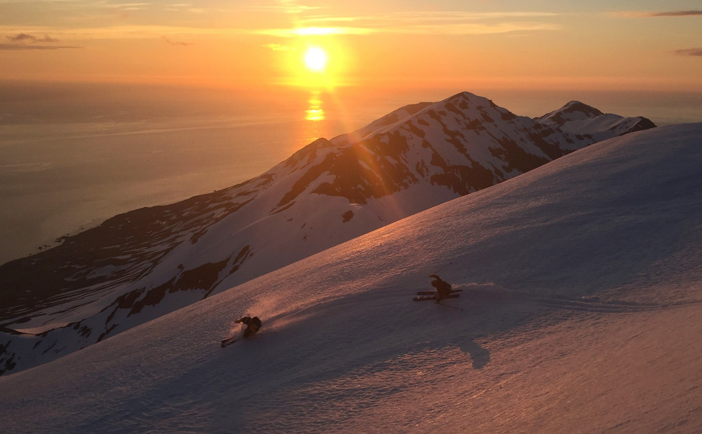 Skiing in the Midnight Sun with Arctic Heli Skiing