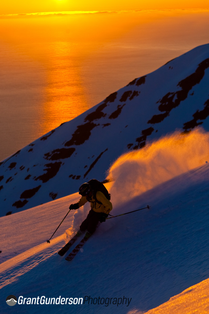 Heli Skiing in the Midnight Sun with Arctic Heli Skiing ©GrantGunderson