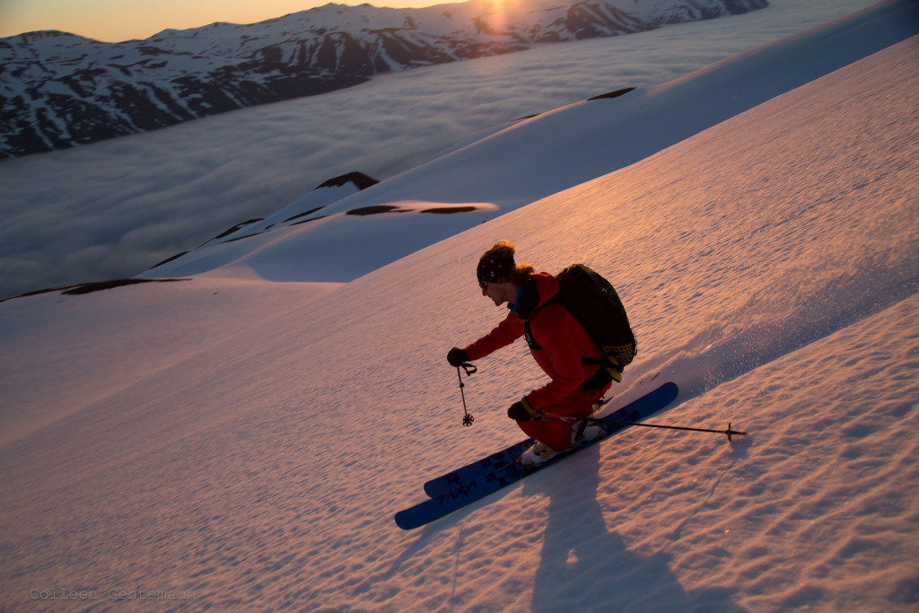 Heli Skiing in the Midnight Sun with Arctic Heli Skiing ©ColleenGentemann