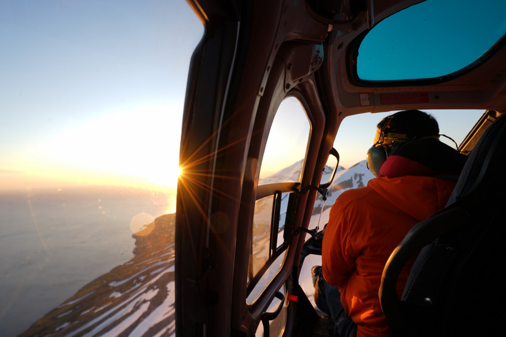 Heli Skiing in the Midnight Sun with Arctic Heli Skiing