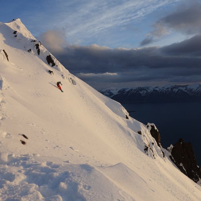 Skier Sandra Lahnsteiner enjoying some late night turns.