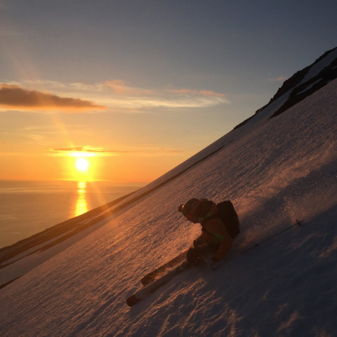Skiing in the Midnight Sun with Arctic Heli Skiing