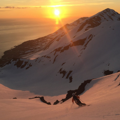 Skiing in the Midnight Sun with Arctic Heli Skiing