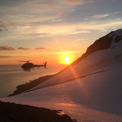 Skiing in the Midnight Sun with Arctic Heli Skiing