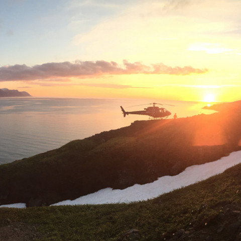 Skiing in the Midnight Sun with Arctic Heli Skiing