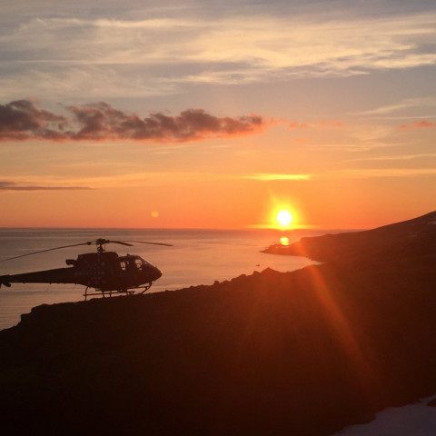 Skiing in the Midnight Sun with Arctic Heli Skiing