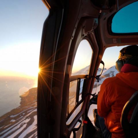 Heli Skiing in the Midnight Sun with Arctic Heli Skiing