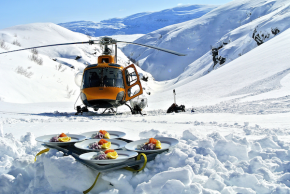 Heli-skiing snacks served fresh