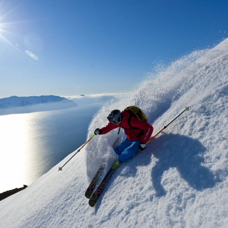 Skier Matthias Giraud skiing in Iceland ©Grant Gunderson